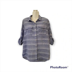 NWT GAP Boyfriend Fit Chambray Cotton Button Down Top Sz S